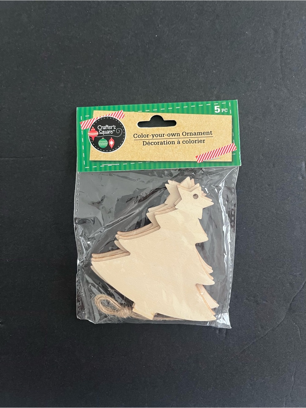 Crafter's Square Natural Wood Tree Ornaments - 5 Pack -C